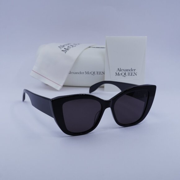 Alexander McQueen AM0347S 001 Cat Eye Sunglasses – Black/Grey - Picture 1 of 10